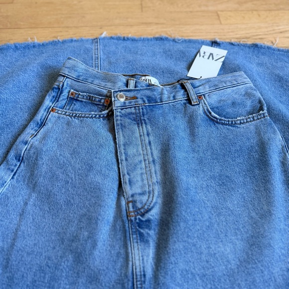 🔥NWT🔥 ZARA Asymmetric Crossover Waist Denim Maxi Skirt - Picture 11 of 13
